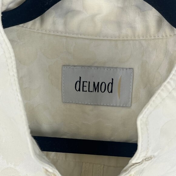 Delmod Blazer Jacket Size 8 Creamy White Long Sleeve Button Up Floral Pattern - Picture 5 of 8